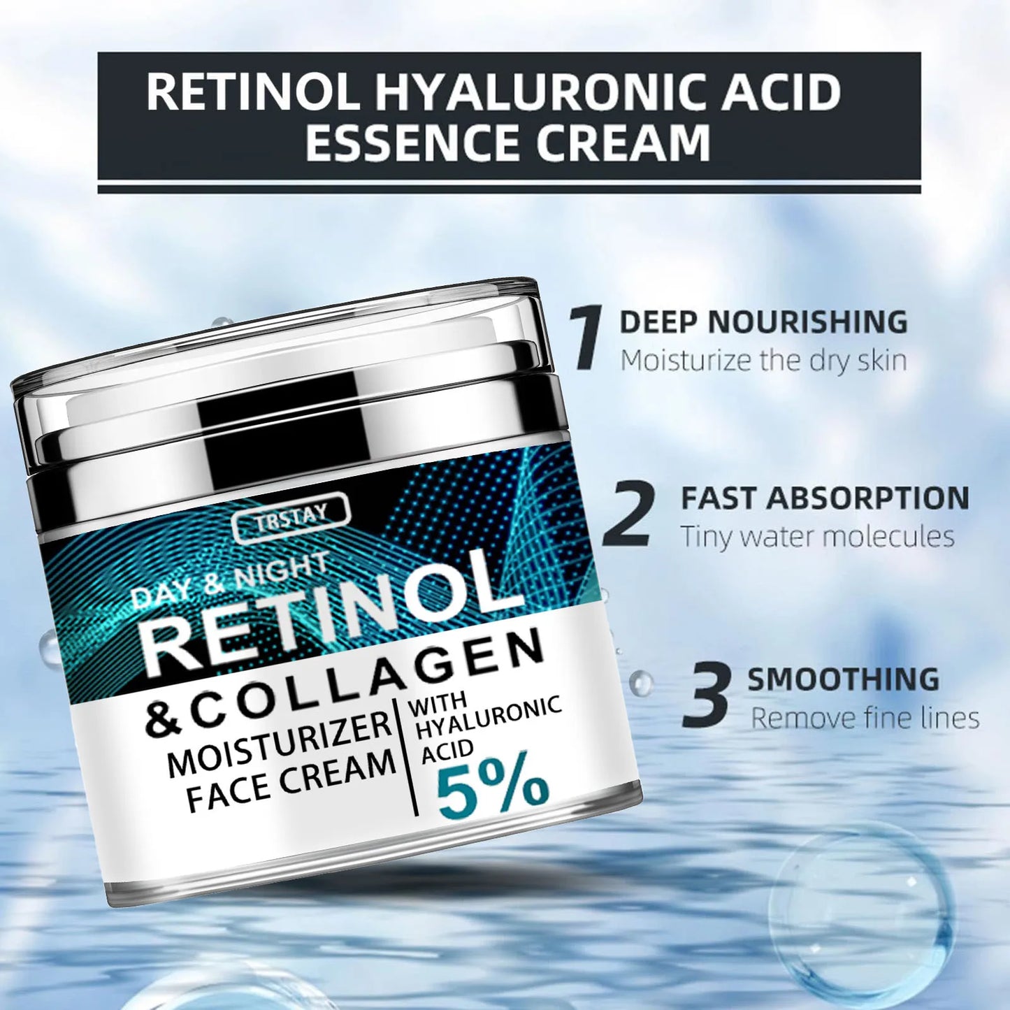 Collagen & Retinol Hyaluronic Acid Face Cream – Anti-Aging Moisturizer for Firm, Hydrated, and Youthful Skin